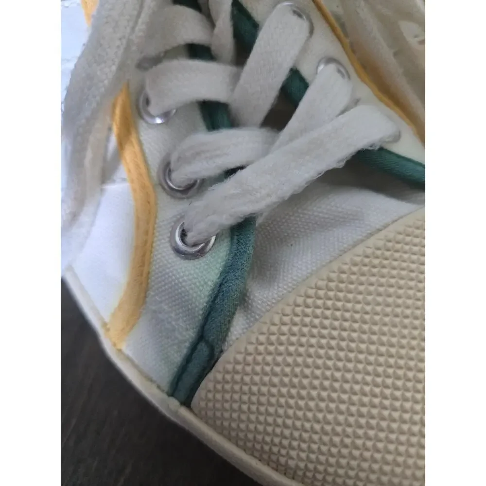 Gola Coaster Smash Canvas Sneakers White Green Yellow Women's Size 8